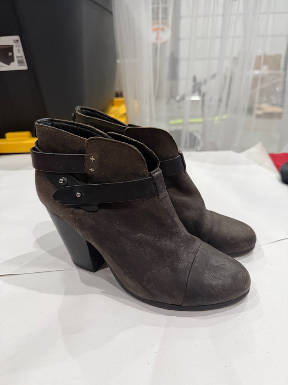 rag & bone Dark Brown Suede Ankle Heeled Booties